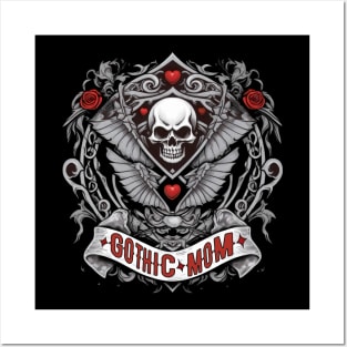 Beautful gothic mom shirt with hearts, skull and roses Posters and Art